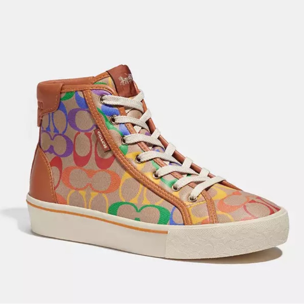 Citysole High Top Platform Sneaker In Rainbow Signature Canvas